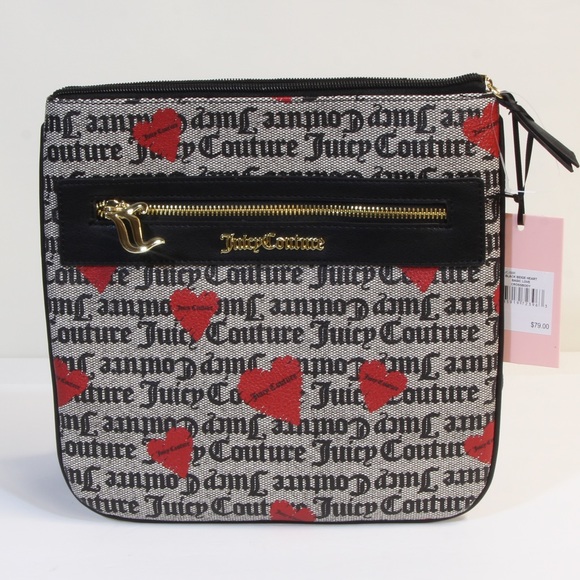 Juicy Couture Black Beige Heart Basic Love Crossbody Bag w/Adjustable Strap NWT - Picture 12 of 13